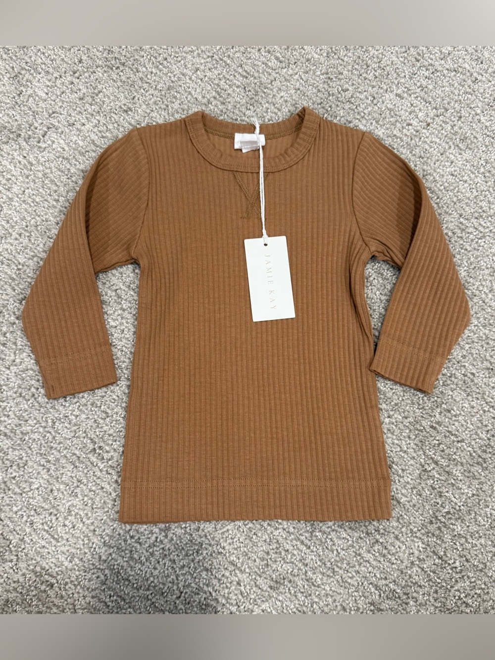 NWT Jamie Kay Kids Ribbed Long Sleeve Tee - Caramel Size 1 year.